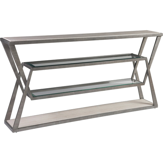 Adamo Console by Artistica Home in silver leaf. Made from unique in a modern style.
