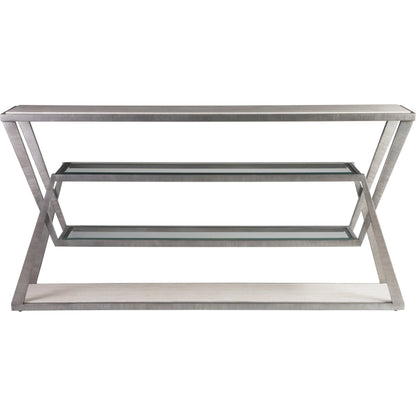 Adamo Console by Artistica Home in silver leaf. Made from unique in a modern style.