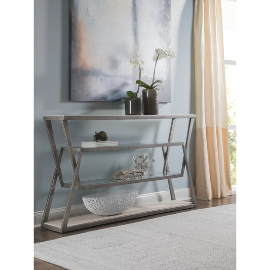 Adamo Console by Artistica Home in silver leaf. Made from unique in a modern style.
