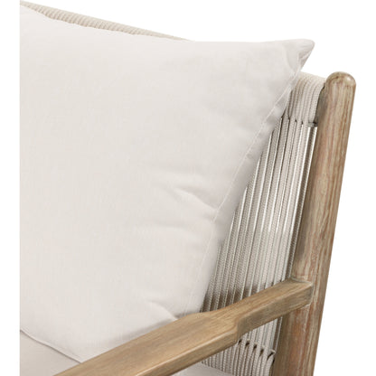 Rosen Outdoor Sofa by Four Hands in lakin oat, natural eucalyptus fsc, natural rope. Made from 100% olefin, solid fsc®-certified eucalyptus, 98% polypropylene, 2% polyester in a coastal style.