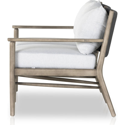 Rosen Outdoor Sofa by Four Hands in lakin oat, natural eucalyptus fsc, natural rope. Made from 100% olefin, solid fsc®-certified eucalyptus, 98% polypropylene, 2% polyester in a coastal style.