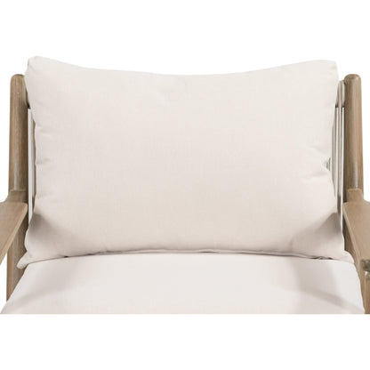 Rosen Outdoor Chair by Four Hands in lakin oat. Made from 100% olefin, solid fsc®-certified eucalyptus, 98% polypropylene, 2% polyester in a coastal style.