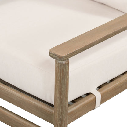 Rosen Outdoor Chair by Four Hands in lakin oat. Made from 100% olefin, solid fsc®-certified eucalyptus, 98% polypropylene, 2% polyester in a coastal style.