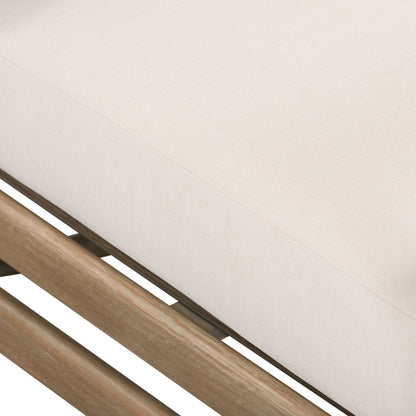 Rosen Outdoor Chair by Four Hands in lakin oat. Made from 100% olefin, solid fsc®-certified eucalyptus, 98% polypropylene, 2% polyester in a coastal style.