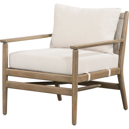 Rosen Outdoor Chair by Four Hands in lakin oat. Made from 100% olefin, solid fsc®-certified eucalyptus, 98% polypropylene, 2% polyester in a coastal style.