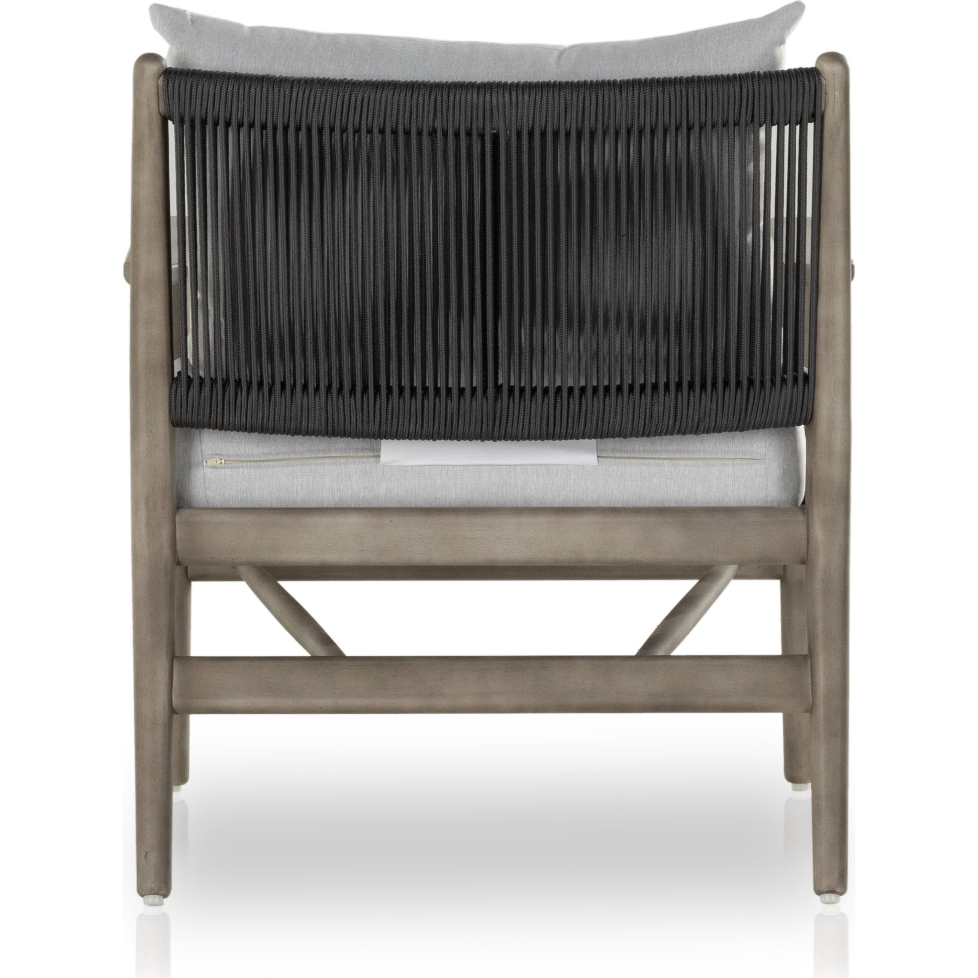Rosen Outdoor Chair by Four Hands in lakin oat. Made from 100% olefin, solid fsc®-certified eucalyptus, 98% polypropylene, 2% polyester in a coastal style.