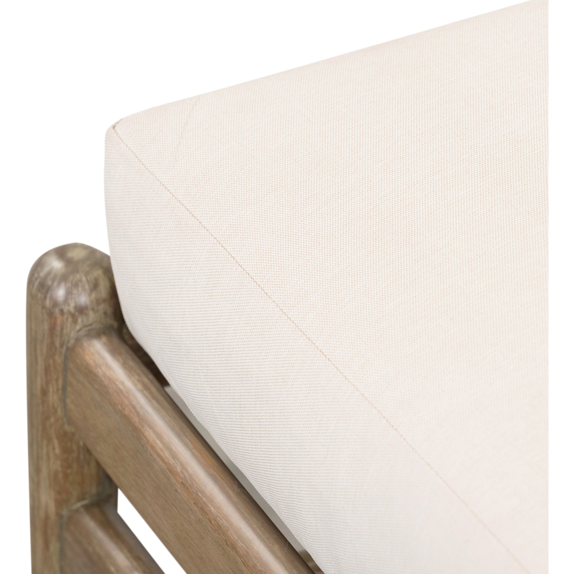 Rosen Outdoor Chaise by Four Hands in lakin oat, natural eucalyptus fsc, natural rope. Made from 100% olefin, solid fsc®-certified eucalyptus, 98% polypropylene, 2% polyester in a coastal style.