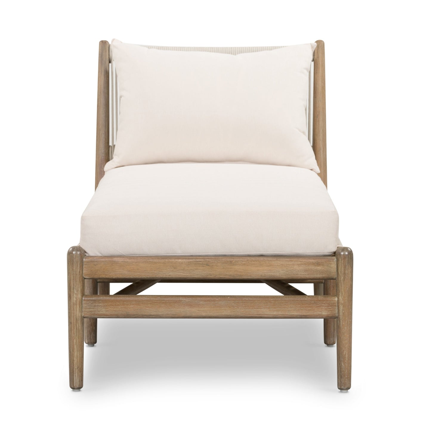 004 SI-1716559 | Additional Silo | Rosen Outdoor Chaise by Four Hands in lakin oat, natural eucalyptus fsc, natural rope. Made from 100% olefin, solid fsc®-certified eucalyptus, 98% polypropylene, 2% polyester in a coastal style.