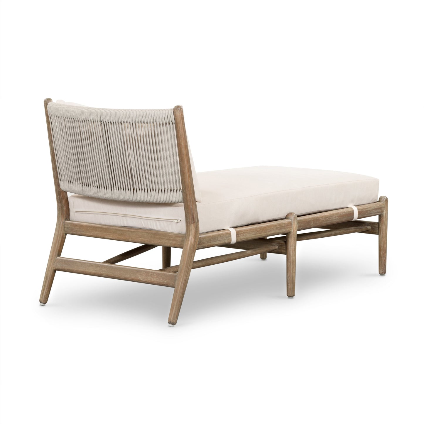 002 SI-1716559 | Additional Silo | Rosen Outdoor Chaise by Four Hands in lakin oat, natural eucalyptus fsc, natural rope. Made from 100% olefin, solid fsc®-certified eucalyptus, 98% polypropylene, 2% polyester in a coastal style.