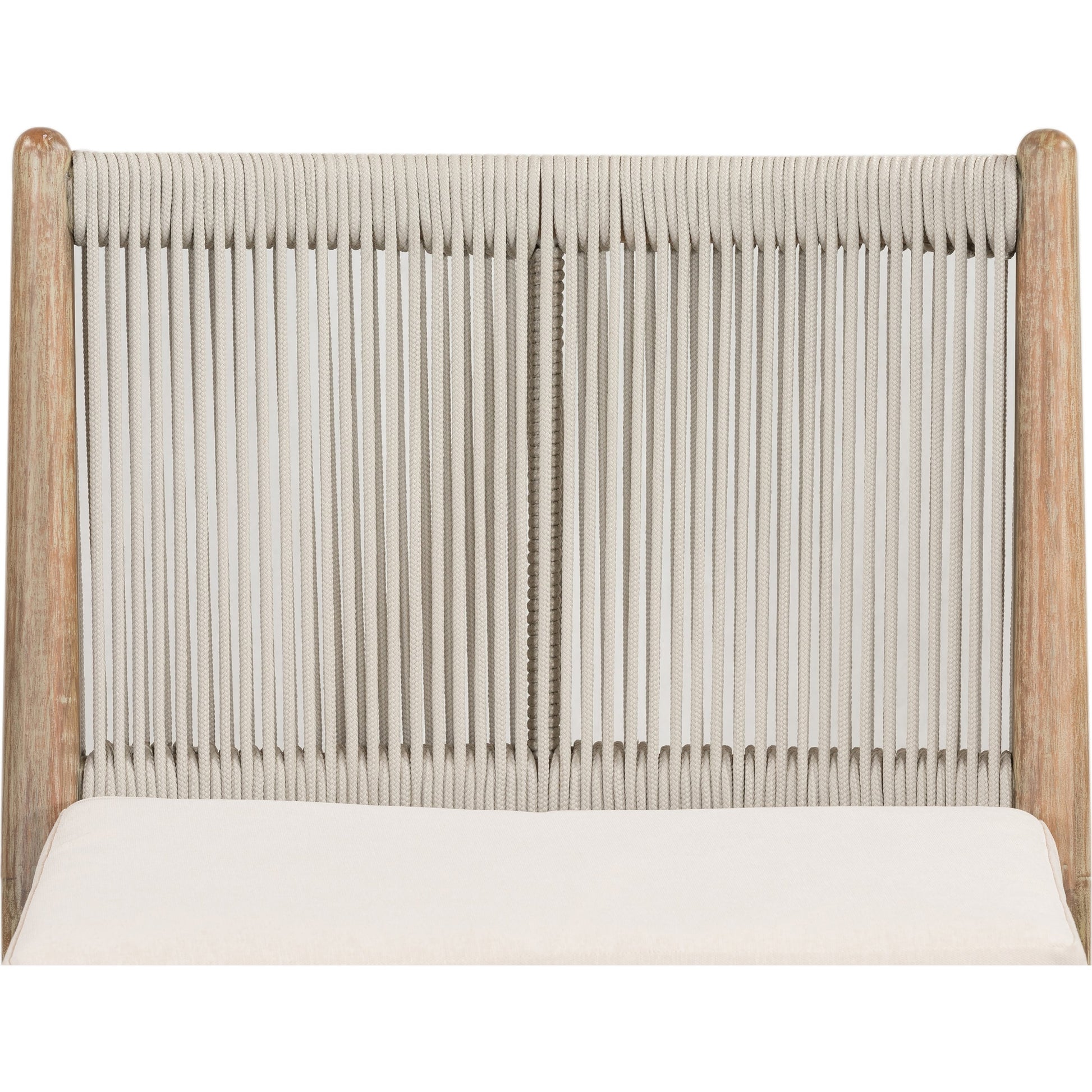 Rosen Outdoor Dining Chair by Four Hands in lakin oat. Made from 100% olefin, solid fsc®-certified eucalyptus, 98% polypropylene, 2% polyester in a coastal style.