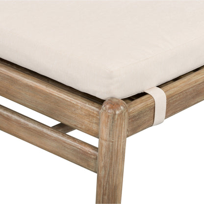 Rosen Outdoor Dining Chair by Four Hands in lakin oat. Made from 100% olefin, solid fsc®-certified eucalyptus, 98% polypropylene, 2% polyester in a coastal style.