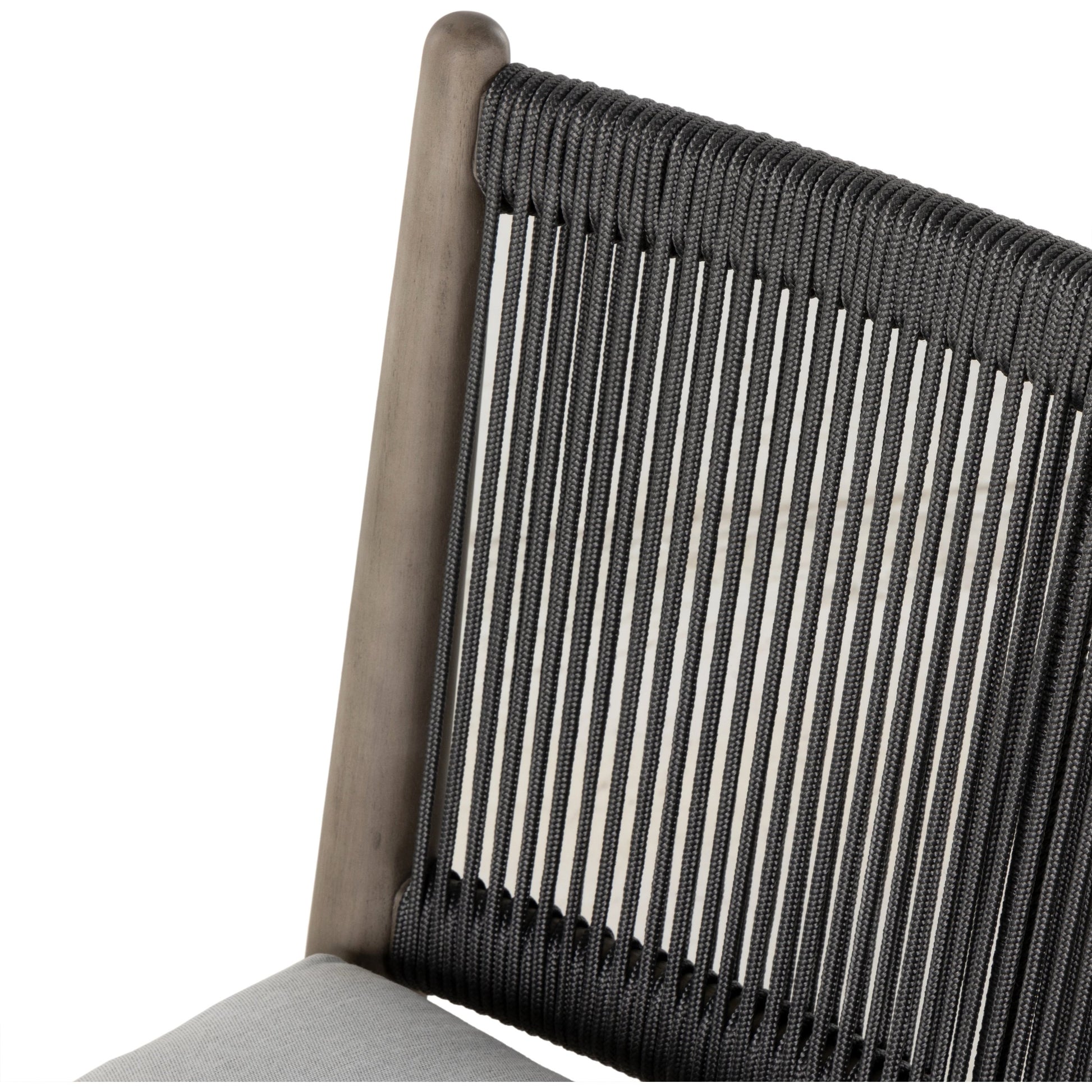 Rosen Outdoor Dining Chair by Four Hands in lakin oat. Made from 100% olefin, solid fsc®-certified eucalyptus, 98% polypropylene, 2% polyester in a coastal style.