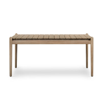 Rosen Outdoor Dining Table by Four Hands in natural eucalyptus. Made from solid fsc®-certified eucalyptus in a modern style.