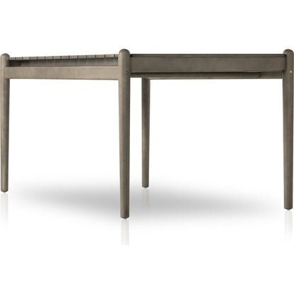 Rosen Outdoor Dining Table by Four Hands in natural eucalyptus. Made from solid fsc®-certified eucalyptus in a modern style.