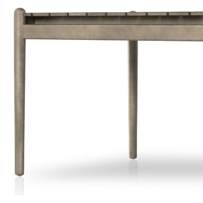 Rosen Outdoor Dining Table by Four Hands in natural eucalyptus. Made from solid fsc®-certified eucalyptus in a modern style.