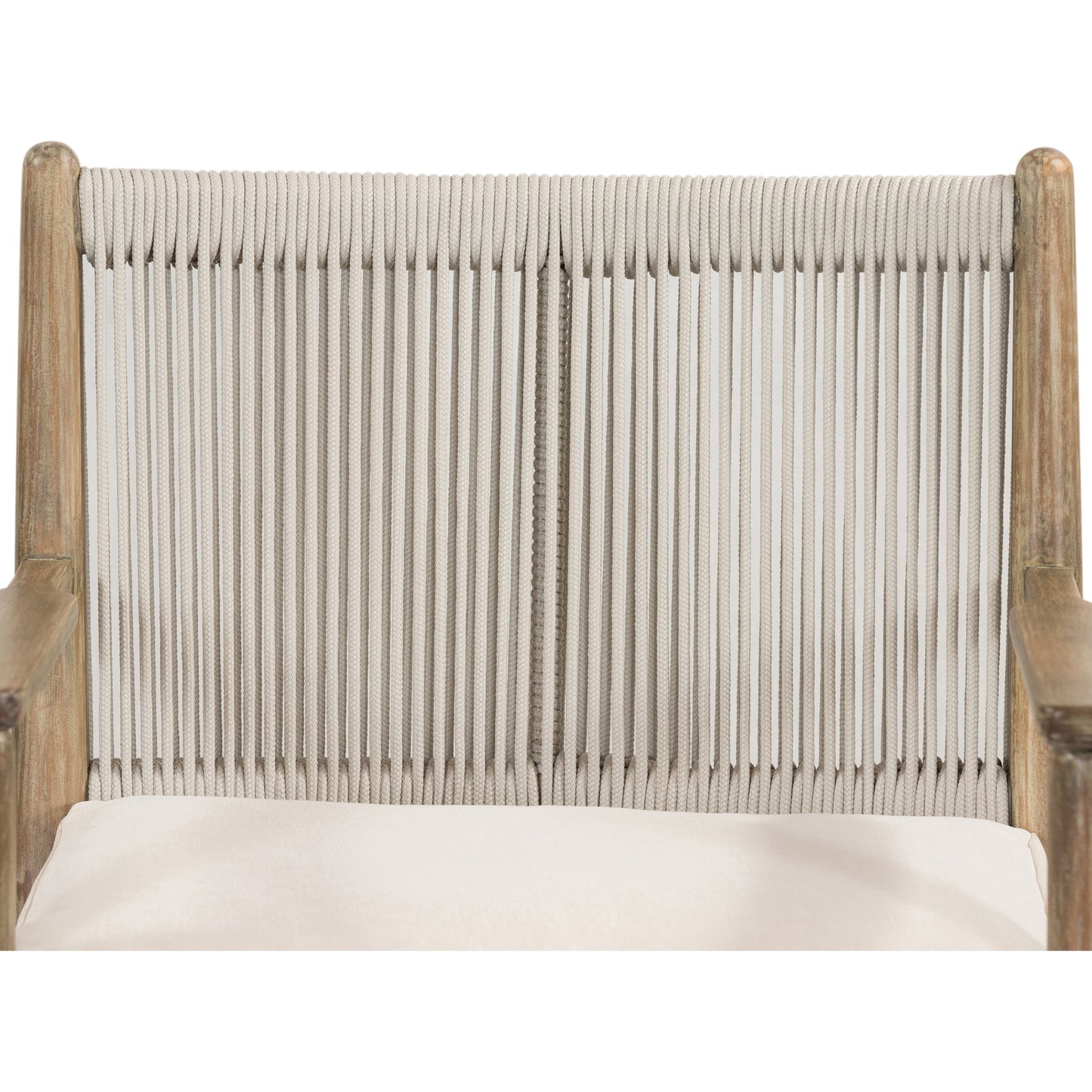 003 SI-1716561 | Additional Silo | Rosen Outdoor Dining Armchair by Four Hands in natural rope, lakin oat and natural eucalyptus. Made from 100% olefin, solid fsc®-certified eucalyptus, 98% polypropylene, 2% polyester in a coastal style.