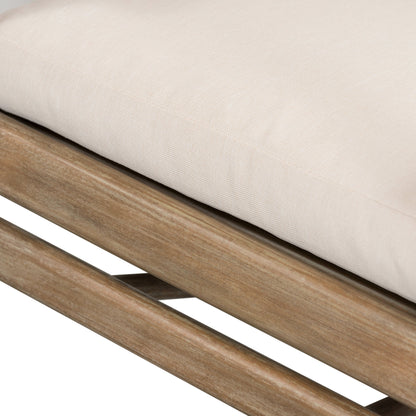 Rosen Outdoor Dining Armchair by Four Hands in natural rope, lakin oat and natural eucalyptus. Made from 100% olefin, solid fsc®-certified eucalyptus, 98% polypropylene, 2% polyester in a coastal style.