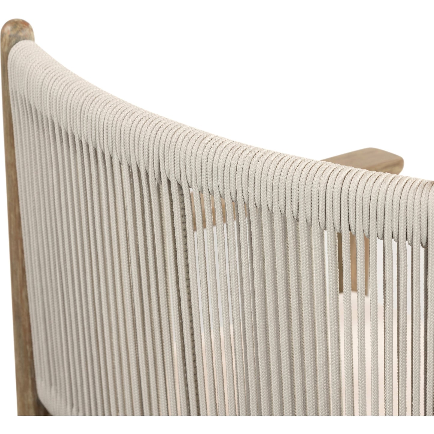 013 SI-1716561 | Additional Silo | Rosen Outdoor Dining Armchair by Four Hands in natural rope, lakin oat and natural eucalyptus. Made from 100% olefin, solid fsc®-certified eucalyptus, 98% polypropylene, 2% polyester in a coastal style.