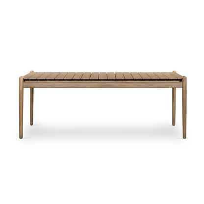 Rosen Outdoor Dining Table by Four Hands in natural eucalyptus. Made from solid fsc®-certified eucalyptus in a modern style.