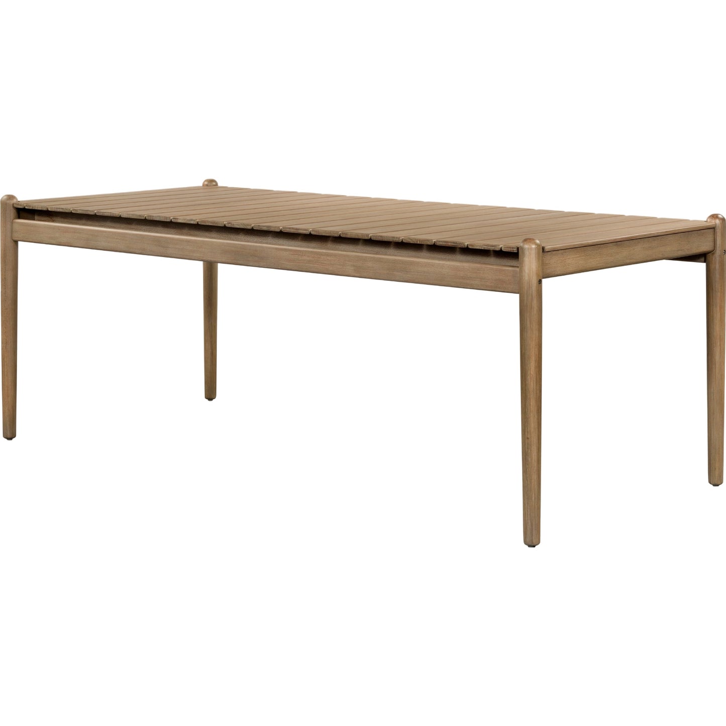 001 SI-1716564 | Primary Silo | Rosen Outdoor Dining Table by Four Hands in natural eucalyptus. Made from solid fsc®-certified eucalyptus in a modern style.