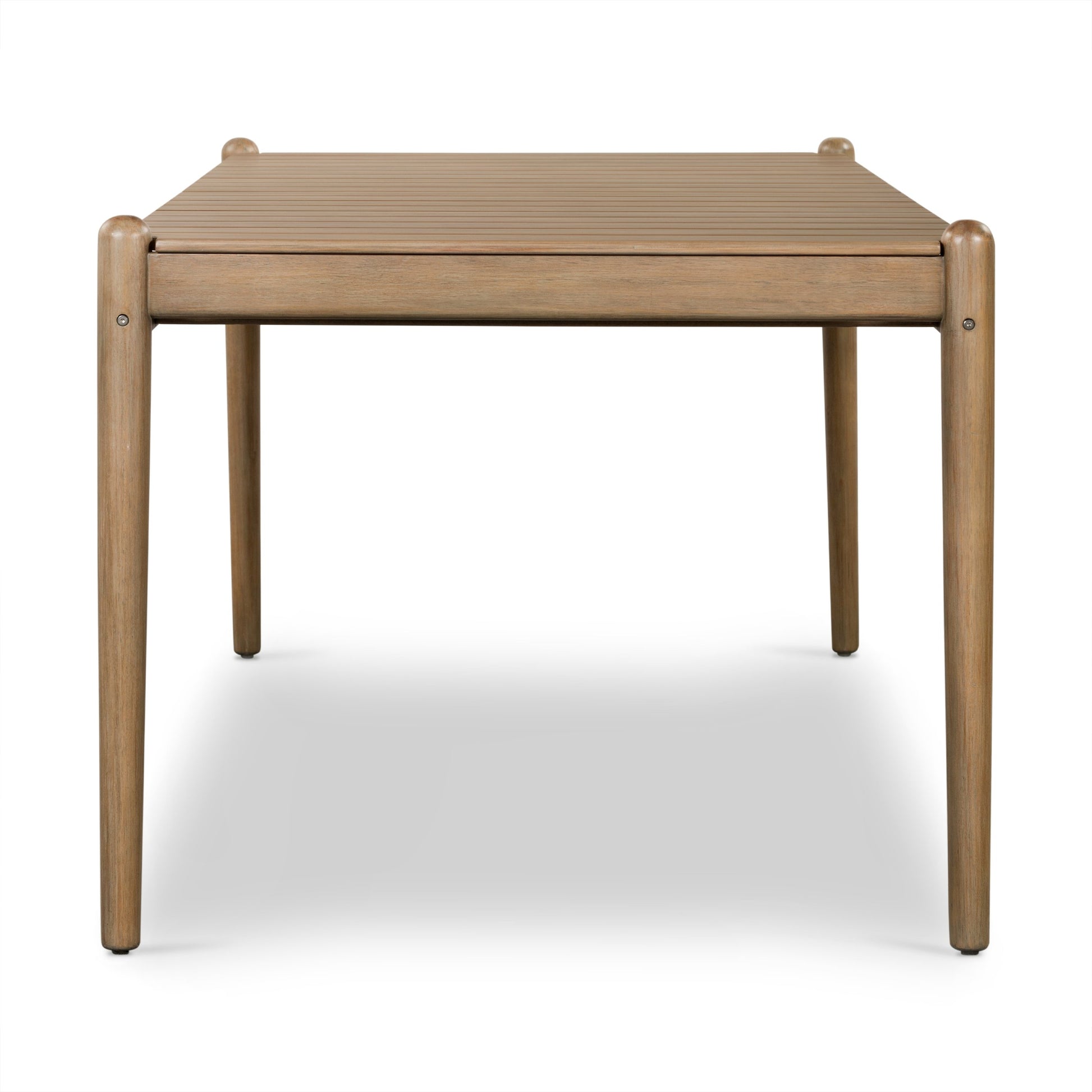 Rosen Outdoor Dining Table by Four Hands in natural eucalyptus. Made from solid fsc®-certified eucalyptus in a modern style.