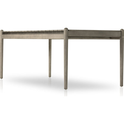 Rosen Outdoor Dining Table by Four Hands in natural eucalyptus. Made from solid fsc®-certified eucalyptus in a modern style.
