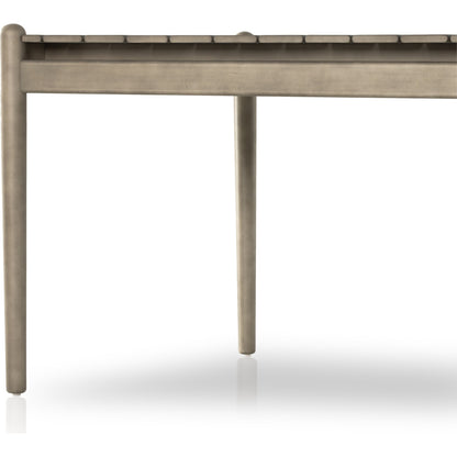 Rosen Outdoor Dining Table by Four Hands in natural eucalyptus. Made from solid fsc®-certified eucalyptus in a modern style.