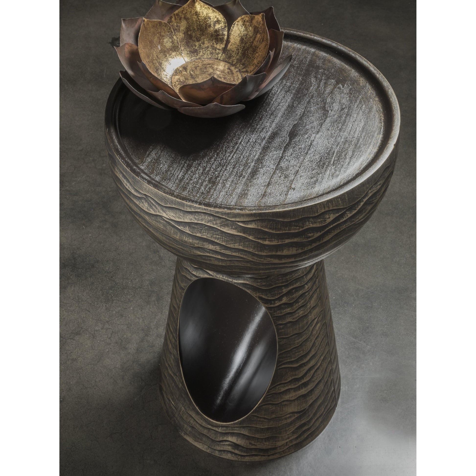 Mika Lamp Table by Artistica Home in bronze leaf. Made from unique in a modern style.