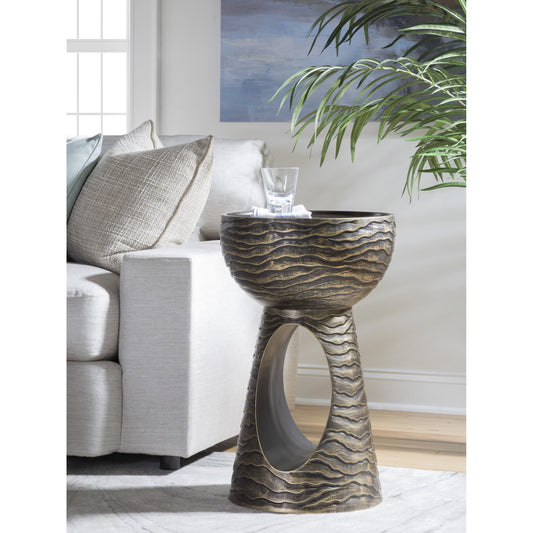 Mika Lamp Table by Artistica Home in bronze leaf. Made from unique in a modern style.