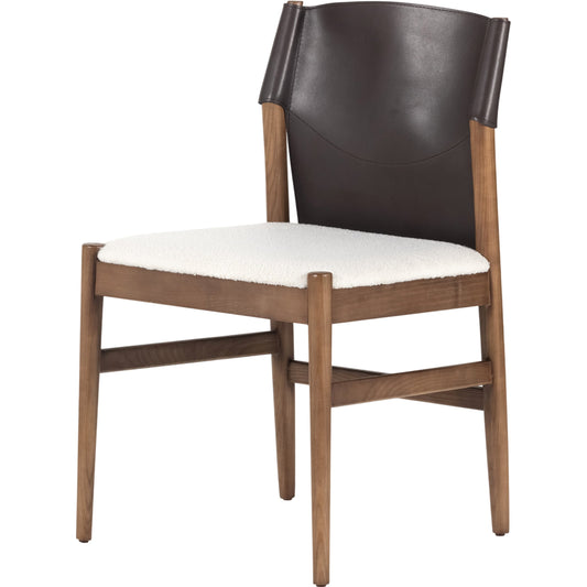001 SI-1799800 | Primary Silo | Lulu Armless Dining Chair by Four Hands in espresso leather, cardiff cream and umber ash. Made from 100% polyester, solid ash, 70% split leather, 30% polyvinyl chloride (pvc) in a modern style.