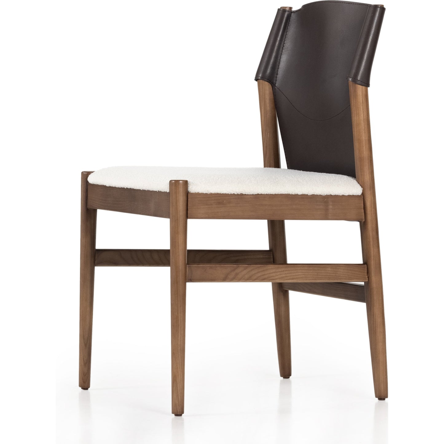 002 SI-1799800 | Additional Silo | Lulu Armless Dining Chair by Four Hands in espresso leather, cardiff cream and umber ash. Made from 100% polyester, solid ash, 70% split leather, 30% polyvinyl chloride (pvc) in a modern style.