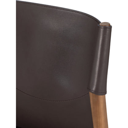 Lulu Armless Dining Chair by Four Hands in espresso leather, cardiff cream and umber ash. Made from 100% polyester, solid ash, 70% split leather, 30% polyvinyl chloride (pvc) in a modern style.