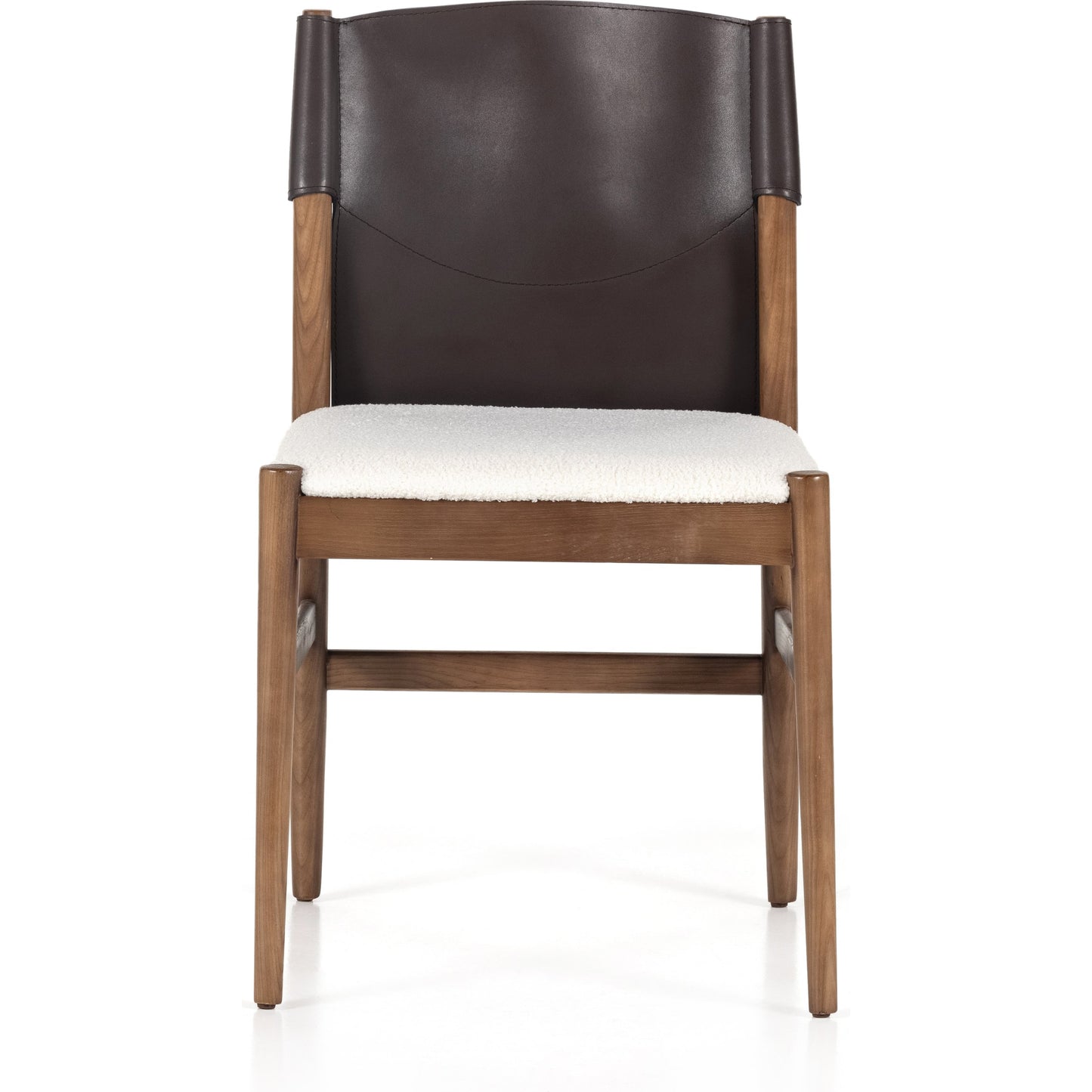 003 SI-1799800 | Additional Silo | Lulu Armless Dining Chair by Four Hands in espresso leather, cardiff cream and umber ash. Made from 100% polyester, solid ash, 70% split leather, 30% polyvinyl chloride (pvc) in a modern style.