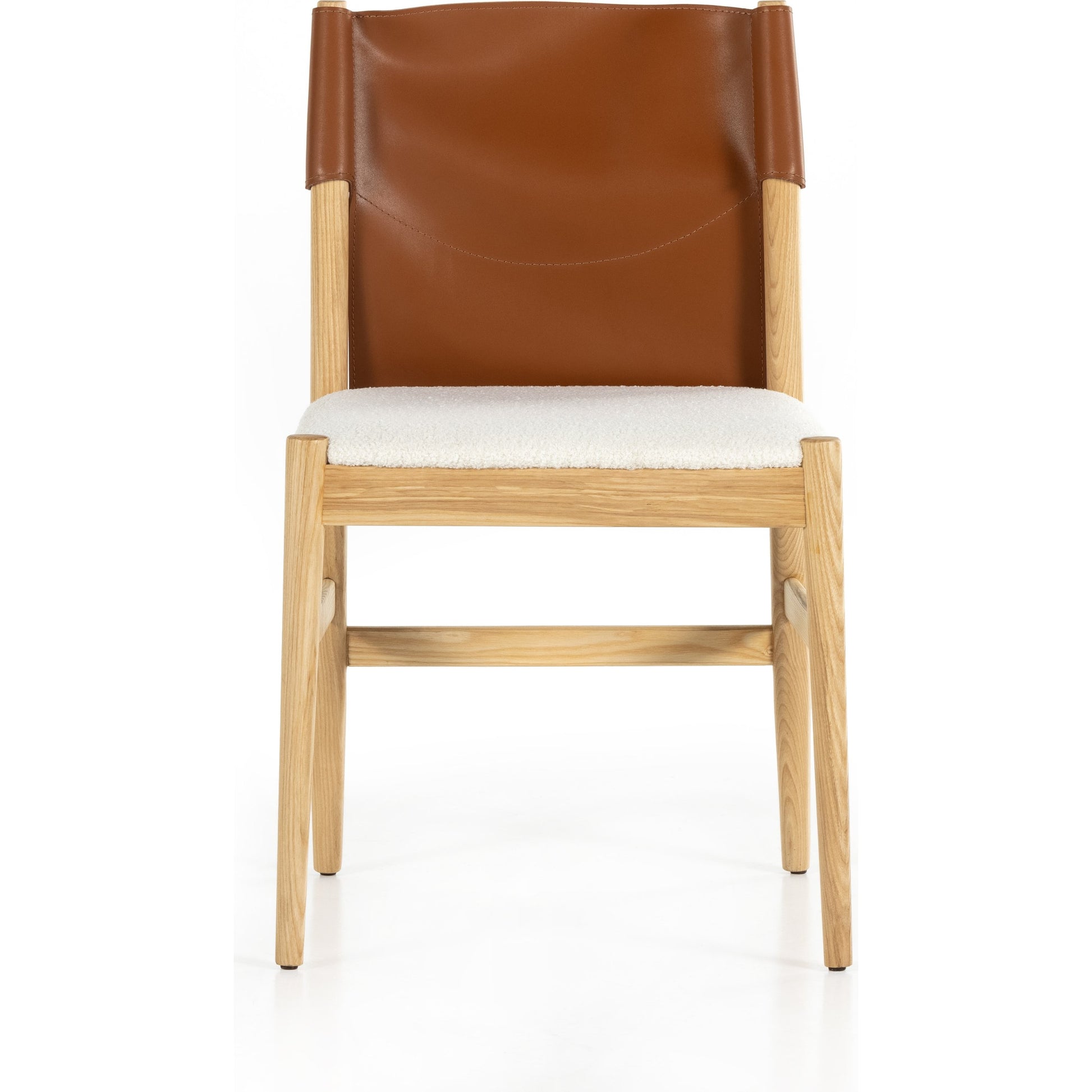 Lulu Armless Dining Chair by Four Hands in espresso leather, cardiff cream and umber ash. Made from 100% polyester, solid ash, 70% split leather, 30% polyvinyl chloride (pvc) in a modern style.