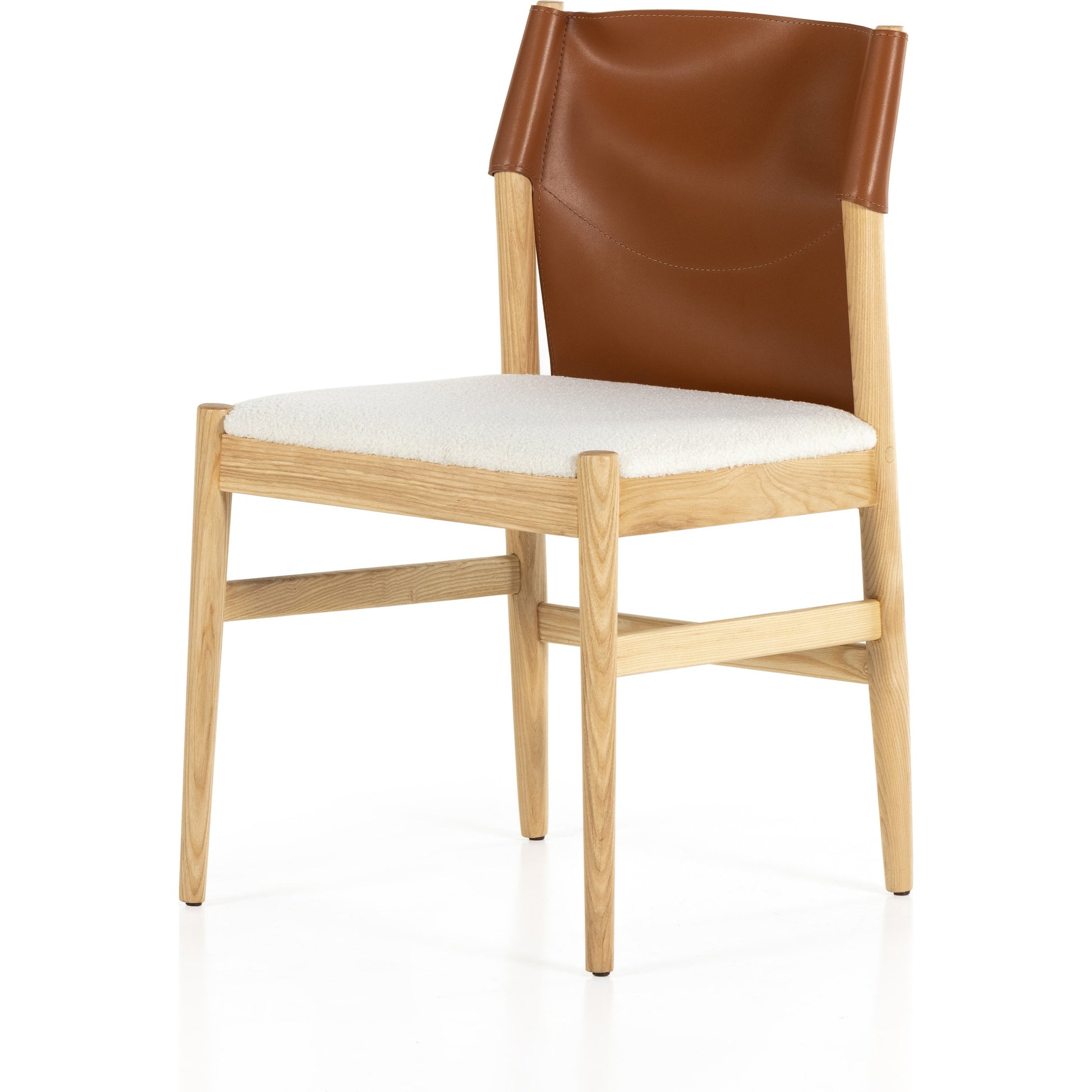 Lulu Armless Dining Chair by Four Hands in espresso leather, cardiff cream and umber ash. Made from 100% polyester, solid ash, 70% split leather, 30% polyvinyl chloride (pvc) in a modern style.