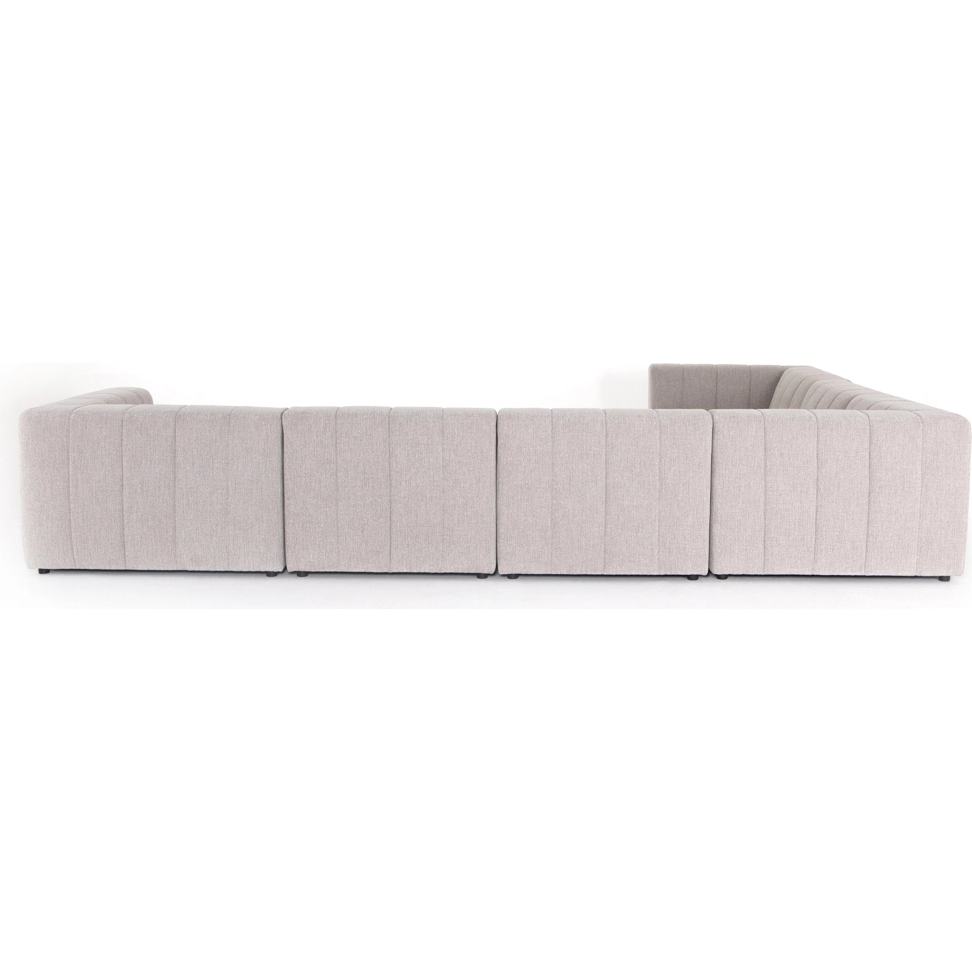 Langham Channeled 6-Piece Sectional by Four Hands in fayette cloud. Made from 97% polyester, 3% acrylic, poplar plywood, 58% polyester, 39% wool, 3% cotton in a modern style.