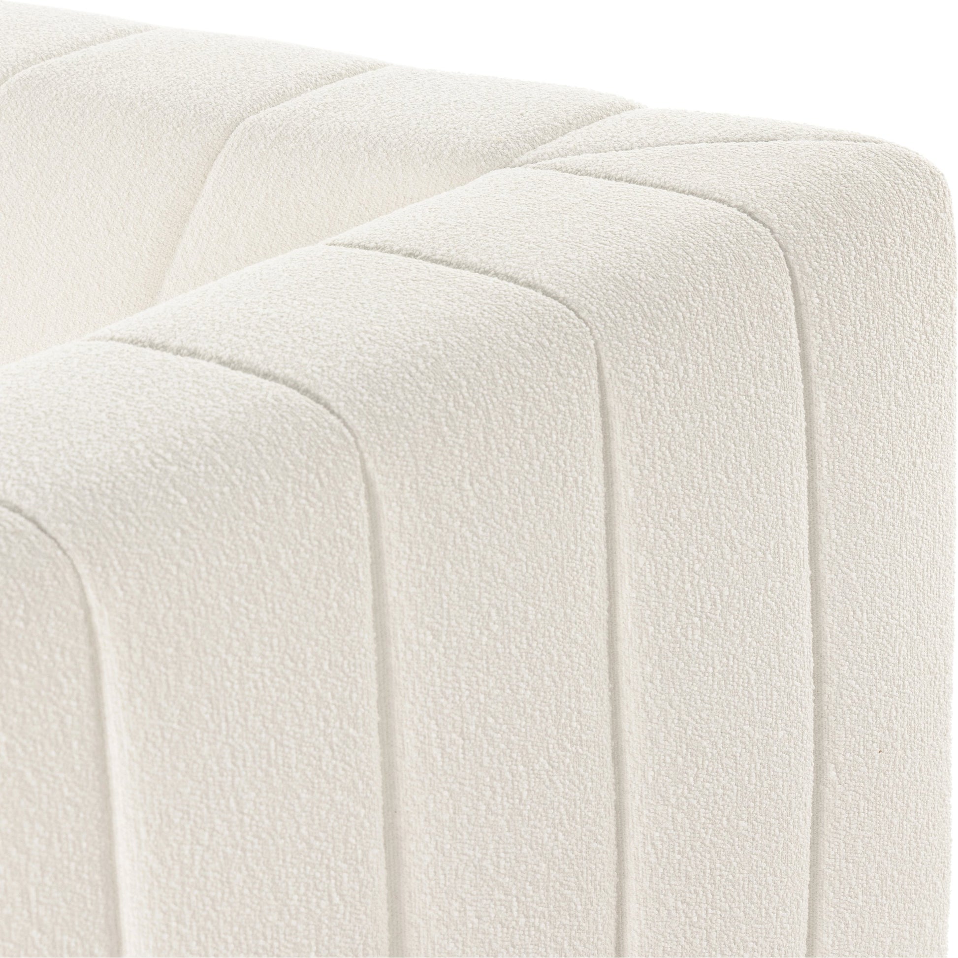 Langham Channeled 6-Piece Sectional by Four Hands in fayette cloud. Made from 97% polyester, 3% acrylic, poplar plywood, 58% polyester, 39% wool, 3% cotton in a modern style.