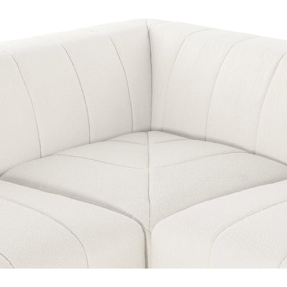 Langham Channeled 6-Piece Sectional by Four Hands in fayette cloud. Made from 97% polyester, 3% acrylic, poplar plywood, 58% polyester, 39% wool, 3% cotton in a modern style.