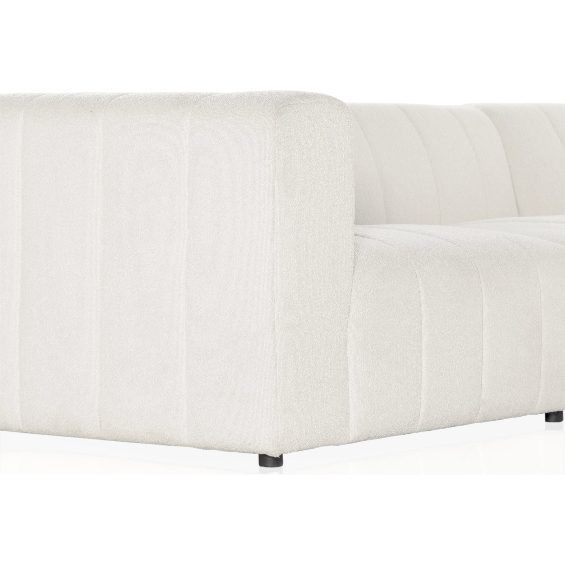Langham Channeled 6-Piece Sectional by Four Hands in fayette cloud. Made from 97% polyester, 3% acrylic, poplar plywood, 58% polyester, 39% wool, 3% cotton in a modern style.