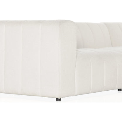 Langham Channeled 6-Piece Sectional by Four Hands in fayette cloud. Made from 97% polyester, 3% acrylic, poplar plywood, 58% polyester, 39% wool, 3% cotton in a modern style.