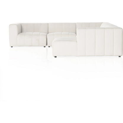 Langham Channeled 6-Piece Sectional by Four Hands in fayette cloud. Made from 97% polyester, 3% acrylic, poplar plywood, 58% polyester, 39% wool, 3% cotton in a modern style.