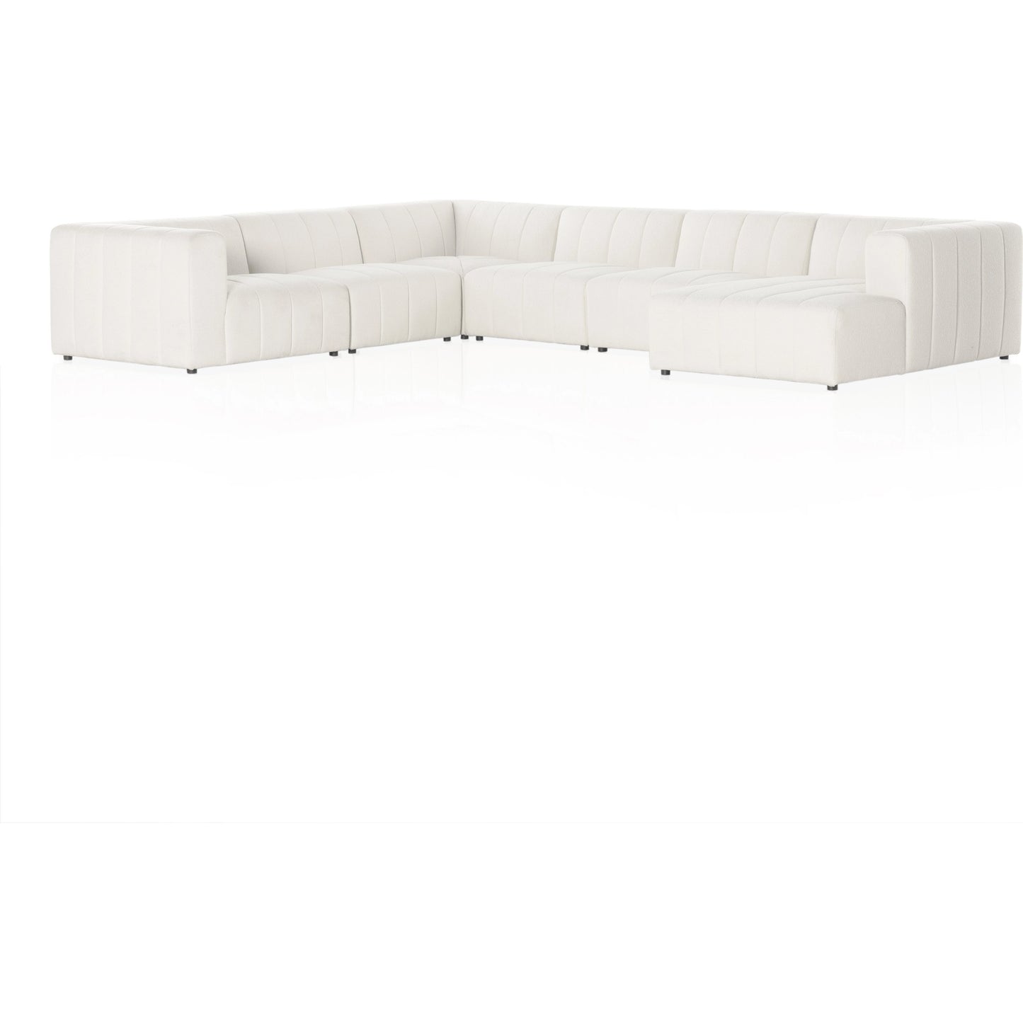 010 SI-1980491 | Additional Silo | Langham Channeled 6-Piece Sectional by Four Hands in fayette cloud. Made from 97% polyester, 3% acrylic, poplar plywood, 58% polyester, 39% wool, 3% cotton in a modern style.