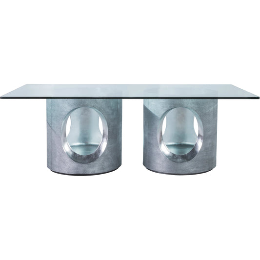 Circa Rectangular Dining Table by Artistica Home in textured gray, silver leaf. Made from unique in a unique style.