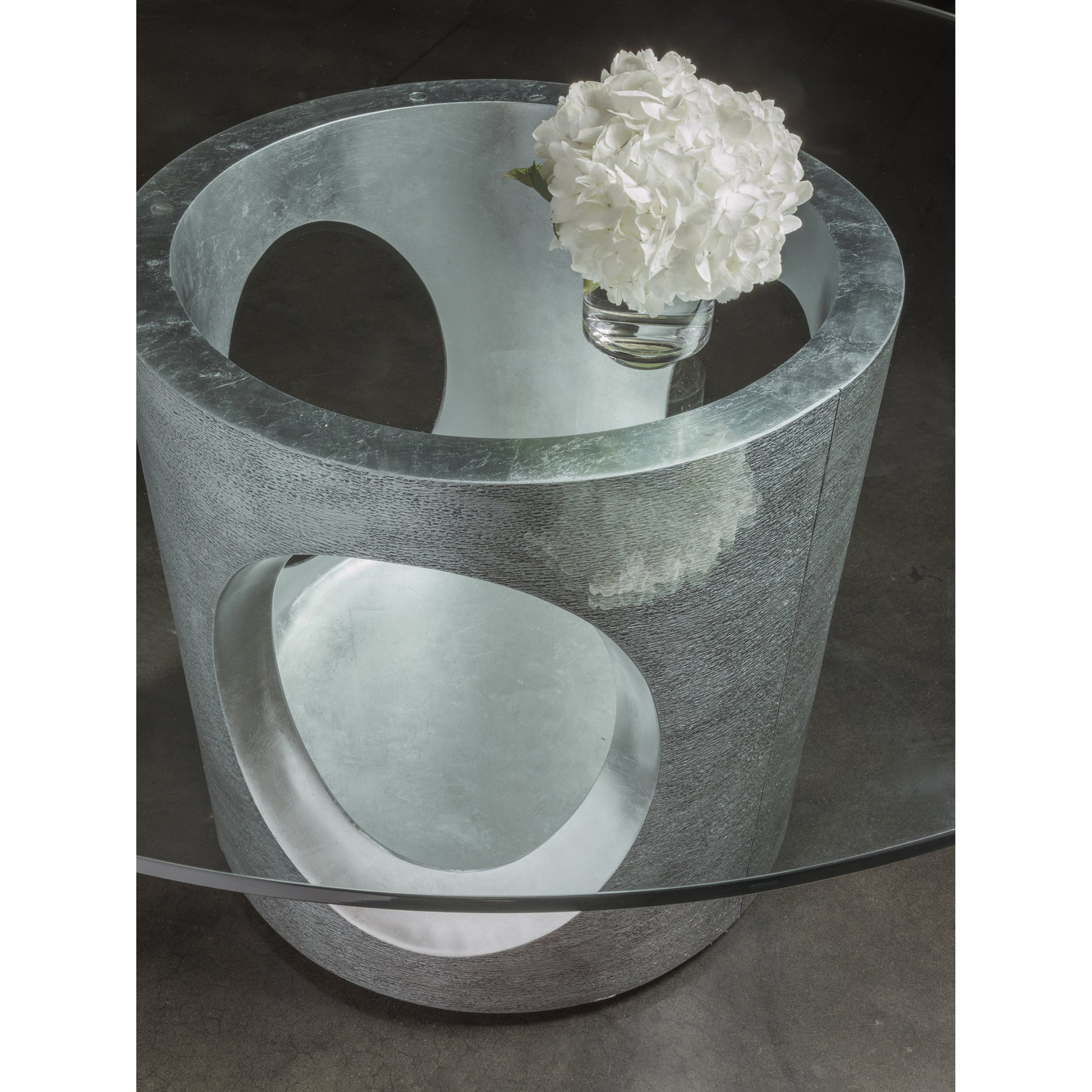 Circa Dining Table by Artistica Home in textured gray, silver leaf. Made from unique in a modern style.