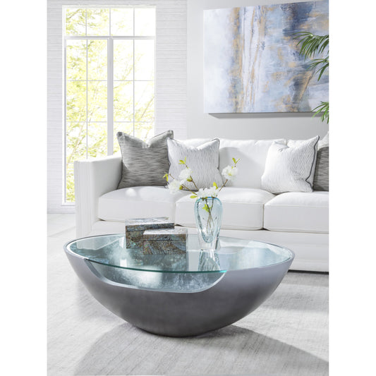 Circa Cocktail Table by Artistica Home in silver gray, silver leaf. Made from unique in a modern style.