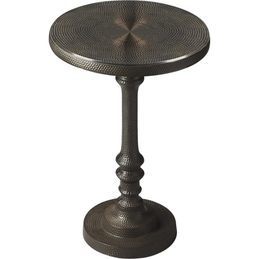 Tanya Metal Pedestal Accent Table by Butler Specialty Company in bronze and metalworks. Made from cast aluminum in a traditional style.