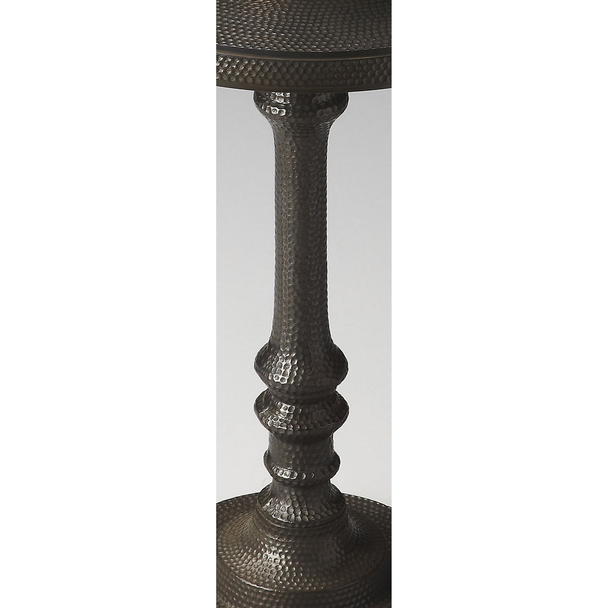 Tanya Metal Pedestal Accent Table by Butler Specialty Company in bronze and metalworks. Made from cast aluminum in a traditional style.