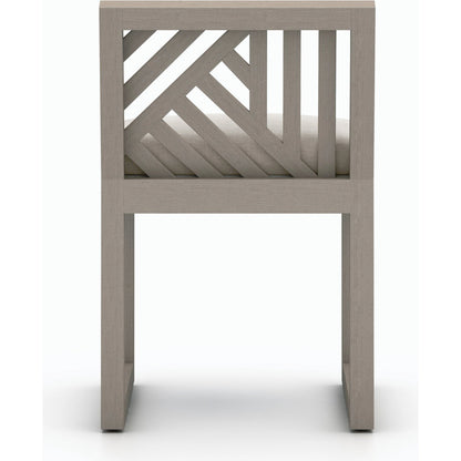 Avalon Outdoor Armless Dining Chair by Four Hands in charcoal / grey. Made from 100% olefin, solid fsc®-certified teak, 91% polyurethane foam pad, 9% polyester fiber batting in a modern style.
