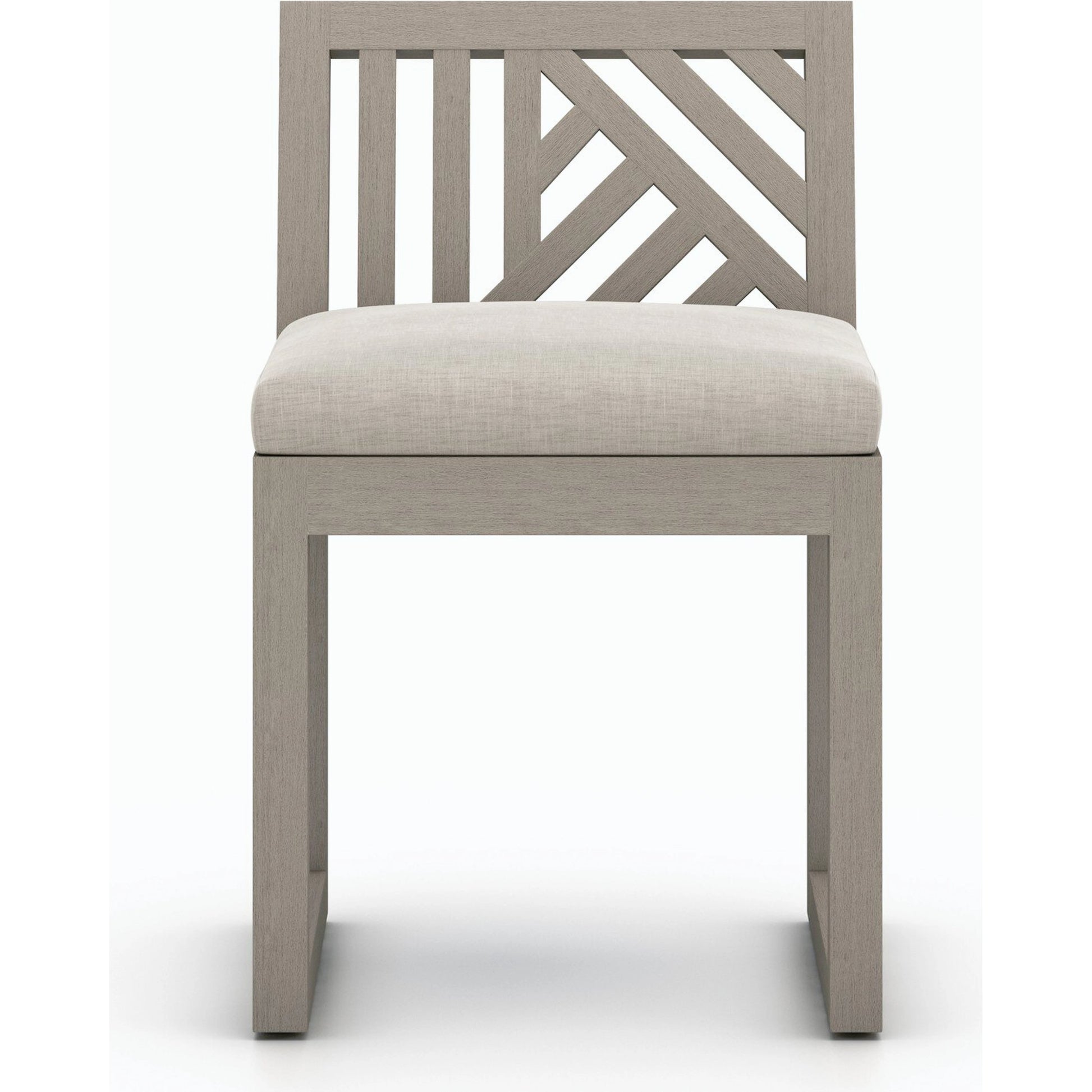 Avalon Outdoor Armless Dining Chair by Four Hands in charcoal / grey. Made from 100% olefin, solid fsc®-certified teak, 91% polyurethane foam pad, 9% polyester fiber batting in a modern style.