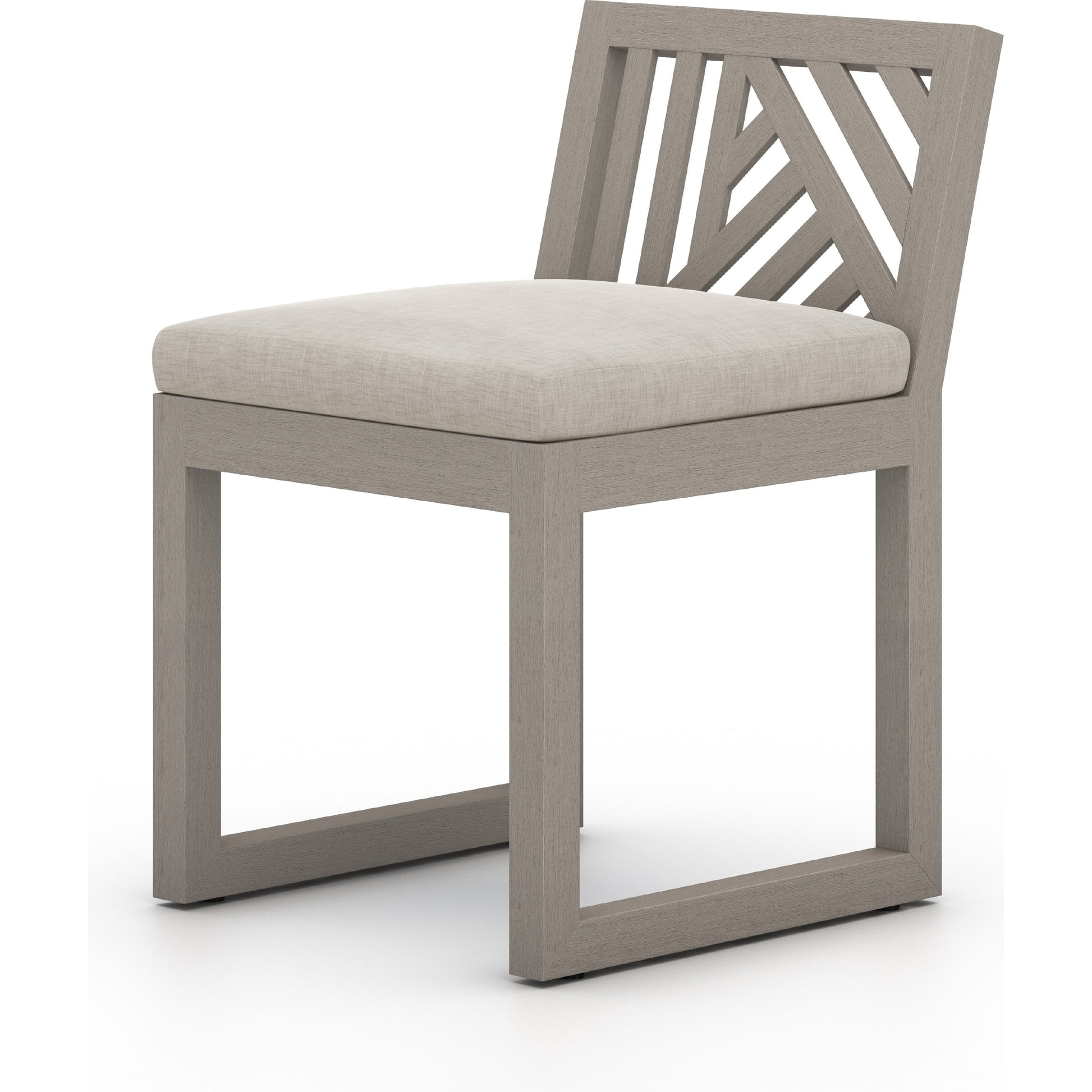 Avalon Outdoor Armless Dining Chair by Four Hands in charcoal / grey. Made from 100% olefin, solid fsc®-certified teak, 91% polyurethane foam pad, 9% polyester fiber batting in a modern style.